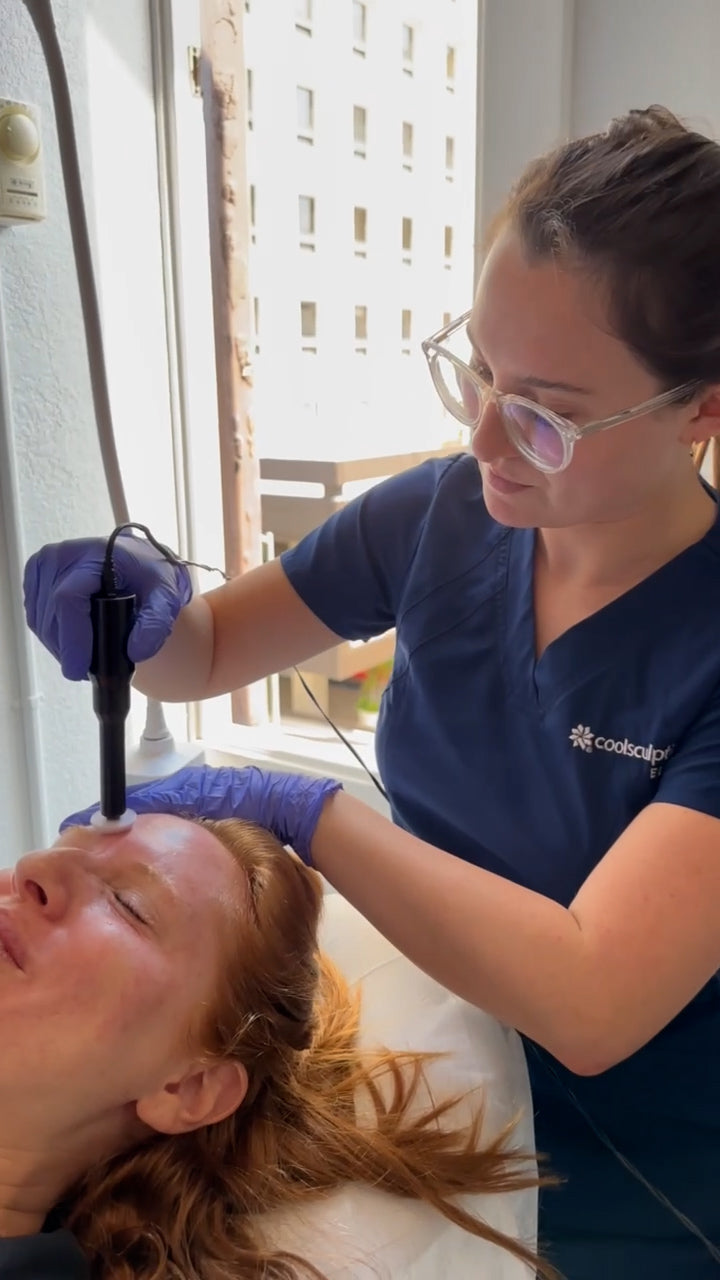 Picture of a client receiving a microneedling treatment at nob hill aesthetics with Isabella